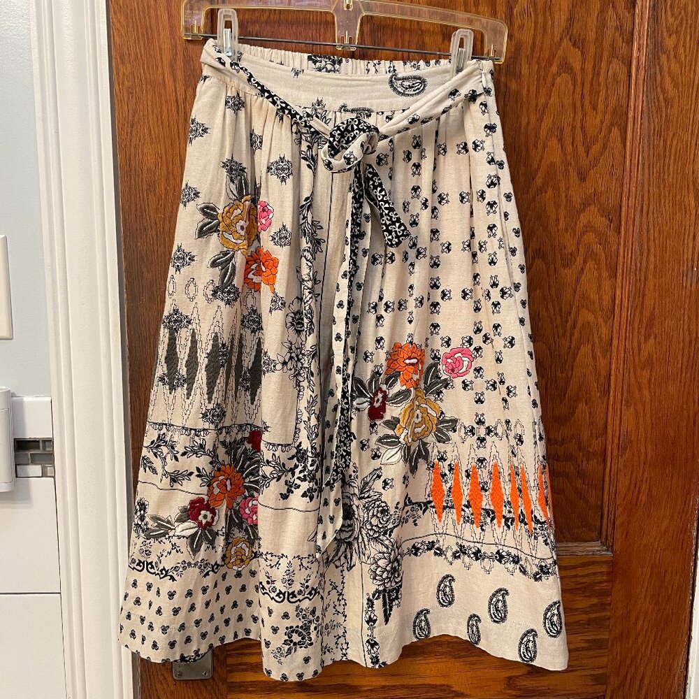 Anthropologie Patterned Midi Skirt